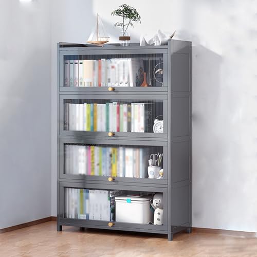 WLCNYL Transparente Acrylvitrine, multifunktionale Klappvitrine, Vitrine mit großer Kapazität, Tragfähigkeit von 100 kg, geringe Stellfläche (Farbe: Grau, Größe: 27,5 x 31 x 54,9 Zoll) von WLCNYL