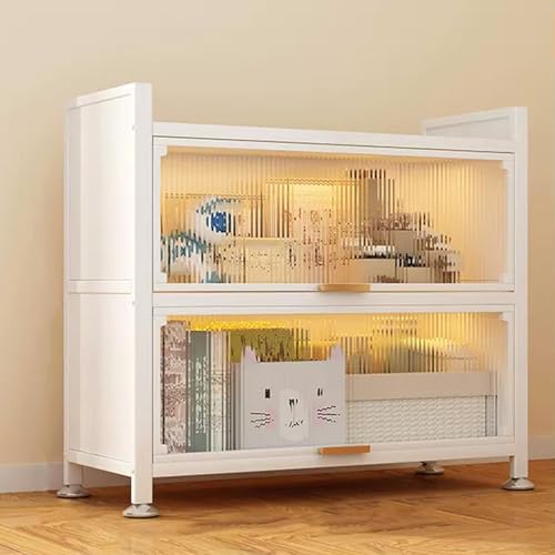 WLCNYL Transparente Vitrine für Sammlerstücke, 2-3-stufige Acryl-Standvitrine mit magnetischen Schiebetüren, Stahlkonstruktion, hohe Tragfähigkeit, geringe Stellfläche (Größe: 60 * 35 * 80) von WLCNYL