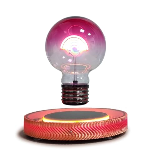 Schwebende Regenbogen-Glühbirne 360° automatisch rotierendes Nachtlicht magnetisch schwebende LED-Schreibtischlampe mit transparentem Sockel für Zuhause Büro Schlafzimmer Geschenke,A von WLDOCA