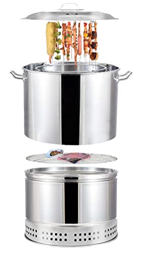 Vertikaler Holzkohle Räuchergrill 15,7 Zoll, Heavy Duty Round Bbq Grill Multifunktions-Fassgrill für Outdoor Kochen von WLDOCA