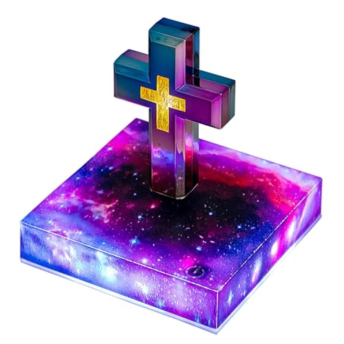 WLDOCA Magnetschwebebahn-Kreuz-Tischlampe LED-Kreuz-Ornament mit leuchtendem Sockel Jesus segnet die Bibel LED-Licht für Büro Heimdekoration Geburtstagsgeschenke,C,1 von WLDOCA