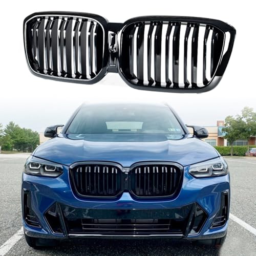 WLFgxr Kühlergrille Passend für BMW X3 Series G01 LCI 2022-2024, Front Nieren Kühlergrill Gitter Schwarz Glanz Kühler Front Doppel Rippen Grill Links Rechts WLFgxr Kühlergrille Passend für BMW X3 Series G01 LCI 2022-2024, Front Nieren Kühlergrill Gitter Schwarz Glanz Kühler Front Doppel Rippen Grill Links Rechts von WLFgxr