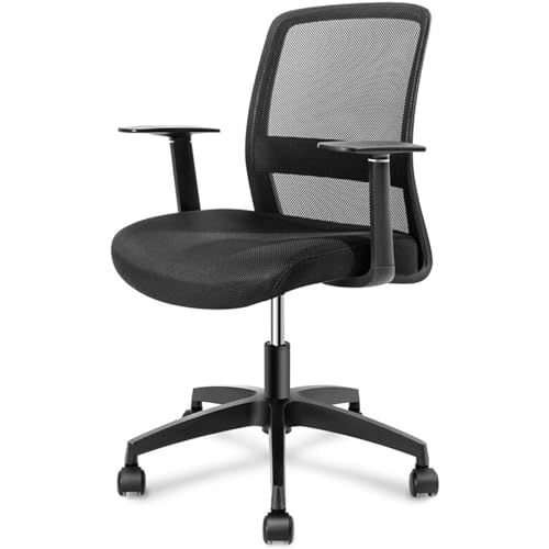 WLGDBXF Schreibtischstuhl Bürostuhl mit mittlerer Rückenlehne, Verstellbarer Drehstuhl mit Lordosenstütze, Schreibtischstuhl im T-Arm-Design, atmungsaktiver Netz-Computerstuhl Arbeitsstuhl von WLGDBXF