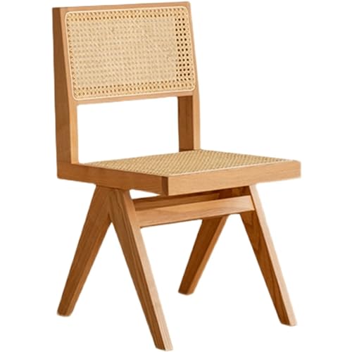 WLGDBXF Stühle Nordischer Esszimmerstuhl, atmungsaktiver Küchenstuhl aus Massivholz-Rattan, Sessel mit ergonomischer Rückenlehne, Beistellstuhl für Restaurant Modern von WLGDBXF