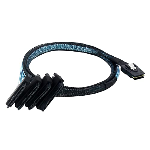 WLGQ Internes Mini-SAS SFF-8087 SAS-Kabel mit SATA-Stromanschluss, 36-polig auf 4 SAST 29-polig SFF-8482 1M von WLGQ