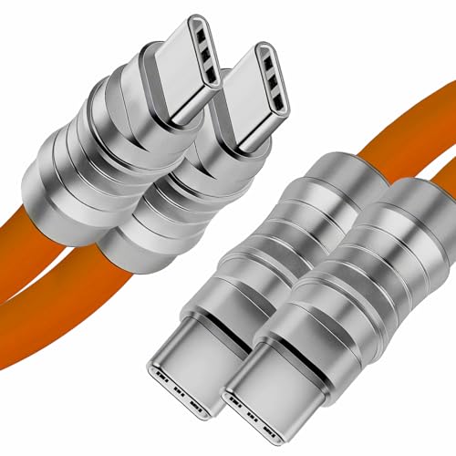WLGQ USB C to USB C PD100W Hautfreundliches flüssiges Silikon Material Schnellladekabel USB Typ C Interface Gerät Universal Ladekabel (Orange 1m 2Pcs) von WLGQ