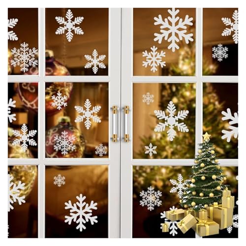144 Stück glitzernde Schneeflocken-Fensteraufkleber in Silber, Wiederverwendbare, selbsthaftende Weihnachts-Fensteraufkleber, Weihnachtsdekoration 144 Stück glitzernde Schneeflocken-Fensteraufkleber in Silber, Wiederverwendbare, selbsthaftende Weihnachts-Fensteraufkleber, Weihnachtsdekoration von WLH Alexanders