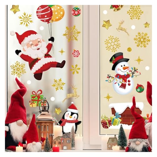 2 Stück Weihnachts-Fensteraufkleber, Weihnachtsmann-Schneemann-Weihnachts-Fensterdekorationsaufkleber, Wiederverwendbare PVC-Fensteraufkleber 2 Stück Weihnachts-Fensteraufkleber, Weihnachtsmann-Schneemann-Weihnachts-Fensterdekorationsaufkleber, Wiederverwendbare PVC-Fensteraufkleber von WLH Alexanders