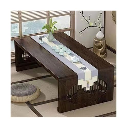 Bamboo Foldable Coffee Table for Sitting Carved Floor-Standing Dining Table Suitable for Bay Window Tatami Tea Room(Walnut,80cm) von WLH Alexanders