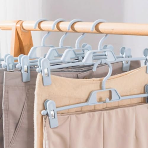 Kleiderbügel 5er-Pack Kleiderbügel Hosenbügel Hosenclips Haushaltsgarderobe Integriertes nahtloses Lagerregal Bügel(Bleu) von WLH Alexanders