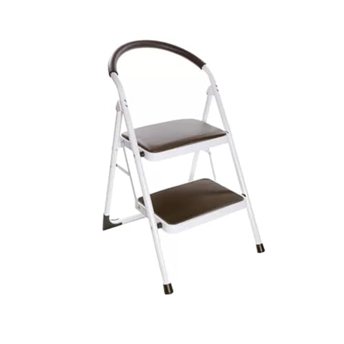 Tritthocker Einseitiger Tritthocker, tragbarer Klappleiterstuhl mit doppeltem Verwendungszweck und abgerundeten Armlehnen, schmiedeeiserner Rückenlehne for das Home Office hocker(Bruin) von WLH Alexanders