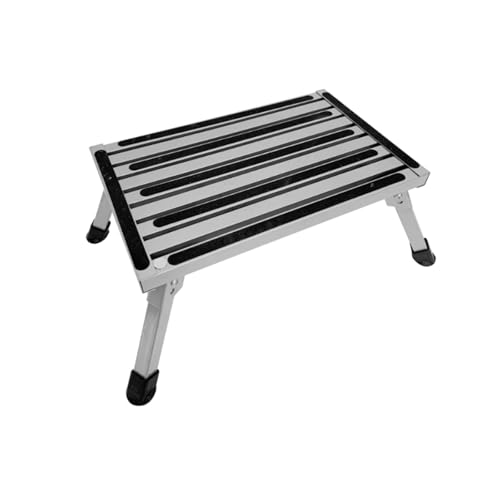 Tritthocker Klappbarer Tritthocker aus Aluminium mit rutschfesten Gummifüßen, tragbare Trittleiter im faltbaren Design for den Zugang zu Wohnwagen, Camping und Wohnmobilen hocker von WLH Alexanders