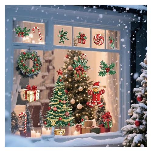 WLH Alexanders 2 Stück 4 Blatt Weihnachts-Schneeflocken-Fensteraufkleber for Glas, Weihnachtsaufkleber, Dekorationen, Weihnachtsbaumaufkleber for Partys von WLH Alexanders