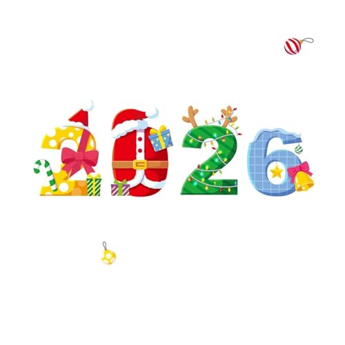 WLH Alexanders 2026 Weihnachtsfensteraufkleber, statische PVC-Aufkleber for Glas, Schneemann, Weihnachtsbäume, Schneeflocken, Dekorationen, Festliche Zahlen von WLH Alexanders