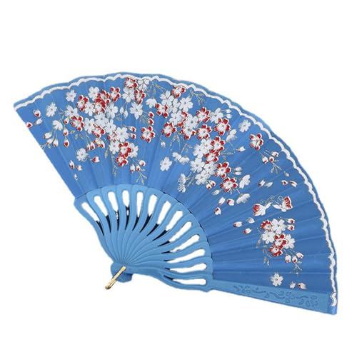 WLH Alexanders 2er-Pack Faltfächer aus Kunststoff, klassische Pflaumenblütenfächer, geeignet for Hochzeitsfeiern, Aufführungsdekoration, Weihnachtsgeschenke(Bleu) von WLH Alexanders