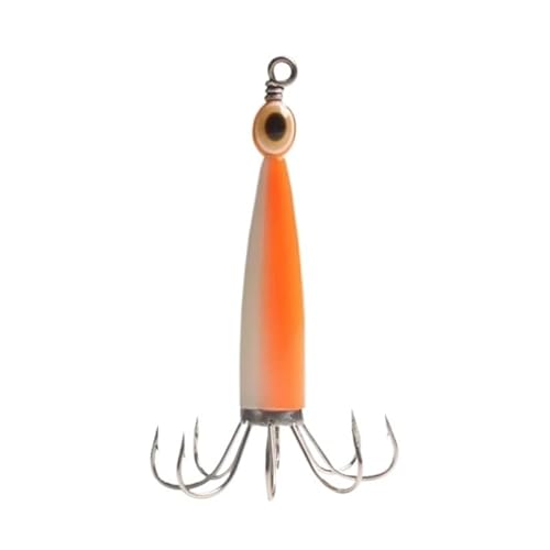 WLH Alexanders 3 Stück Fluoreszierende Tintenfisch-Angelhaken Tintenfisch Glühender Tiefseefischköderkopfhaken for Salzwasser-Oktopus-Angelzubehör(Orange) von WLH Alexanders