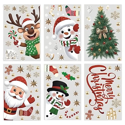 WLH Alexanders 6 Bögen Weihnachts-Fensteraufkleber, statische Fensteraufkleber mit Rentier, Weihnachtsmann, Baum, Schneeflocken for Zuhause, 2 Stück WLH Alexanders 6 Bögen Weihnachts-Fensteraufkleber, statische Fensteraufkleber mit Rentier, Weihnachtsmann, Baum, Schneeflocken for Zuhause, 2 Stück von WLH Alexanders
