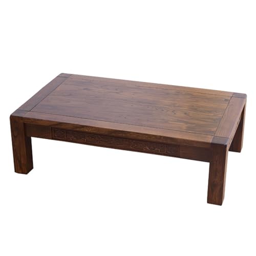 WLH Alexanders Antiker Couchtisch aus Holz, multifunktionaler, bodenstehender niedriger Tisch, geeignet for Wohnzimmer, Schlafzimmer, Arbeitszimmer, Büro(Walnut,60cm) von WLH Alexanders