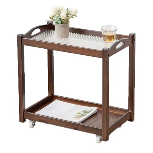 WLH Alexanders Beweglicher Teetisch, multifunktionaler Beistelltischwagen aus Holz, geeignet for Aufbewahrungsgegenstände im Wohnzimmer, Schlafzimmer und Arbeitszimmer(Walnut,C) von WLH Alexanders