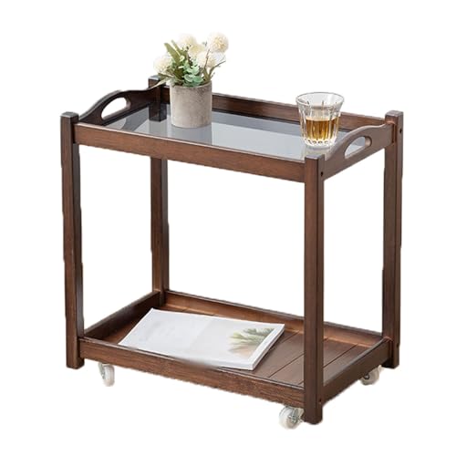 WLH Alexanders Beweglicher Teetisch, multifunktionaler Beistelltischwagen aus Holz, geeignet for Aufbewahrungsgegenstände im Wohnzimmer, Schlafzimmer und Arbeitszimmer(Walnut,D) von WLH Alexanders