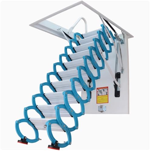 WLH Alexanders Decken-Dachbodenleiter, herunterziehbare Dachbodenleiter, Teleskopleiter for den Innenbereich, manuelle Klappleiter, rutschfeste Stufen oder Zugang for Dachboden/Keller(70 * 120cm) von WLH Alexanders