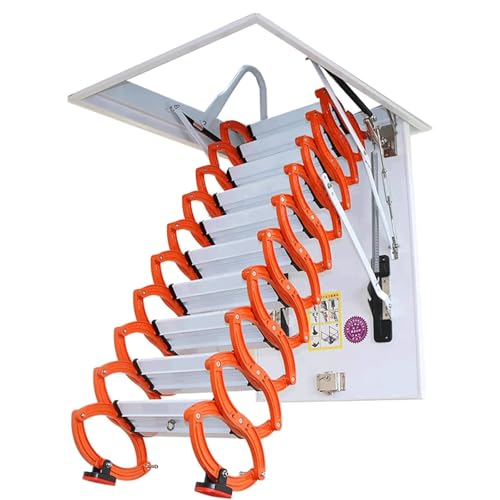 WLH Alexanders Deckenleiter Leiter Down Dachleiter Indoor Teleskop-Klappleiter Nicht-Schlupf-Stufen Manual Leiter von WLH Alexanders