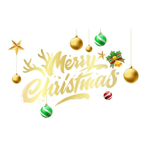 WLH Alexanders Fensteraufkleber „Merry Christmas“, doppelseitig, goldfarben, „Merry Christmas“, for Weihnachtsfeiern, Heimfenster(S) von WLH Alexanders