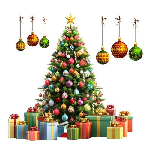 WLH Alexanders Fensteraufkleber mit grünem Weihnachtsbaum for Glas, großer statischer DIY-Aufkleber for Wand, Fenster, Tür, Wandbild, Schaufenster von WLH Alexanders