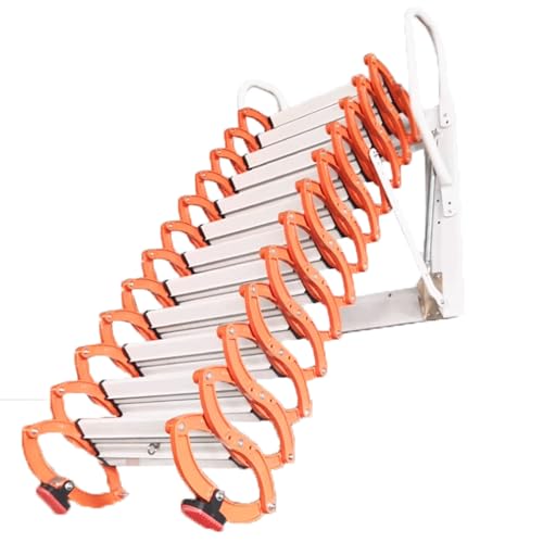 WLH Alexanders Loft Ladder Manual Wall Mount Decke Klapper Leiter Titan Magnesium Stahldachboden Treppe Down Loft Leiter Teleskopleiter von WLH Alexanders