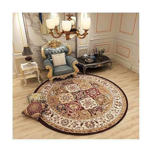WLH Alexanders Mehrfarbiger runder Teppich, runder Teppich traditioneller weicher Bodenteppich for Schlafzimmer, Moderne Akzente, Heimdekoration (80 x 80 cm)(Color a) von WLH Alexanders