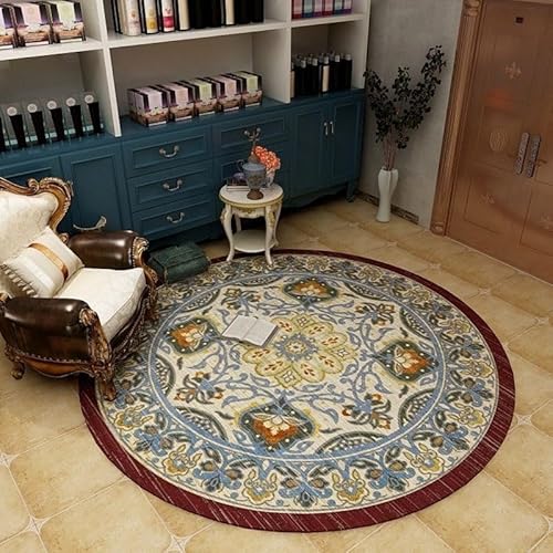 WLH Alexanders Mehrfarbiger runder Teppich, runder Teppich traditioneller weicher Bodenteppich for Schlafzimmer, Moderne Akzente, Heimdekoration (80 x 80 cm)(Color c) von WLH Alexanders