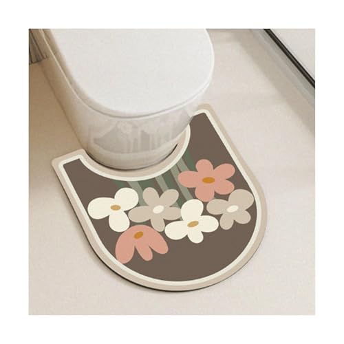 WLH Alexanders Toilettenmatte U-förmig Oval Schnelltrocknend rutschfest Handwaschbar Badezimmerteppich-Set for Bad Und Toilette(Color,U-Shaped) von WLH Alexanders
