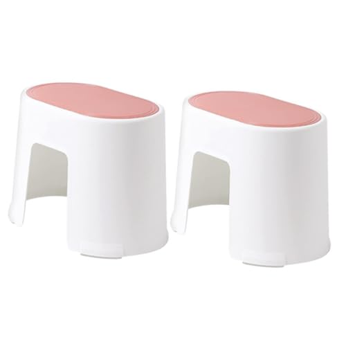WLH Alexanders Tritthocker 2er-Pack Tritthocker, leicht, for Küche und Bad, rutschfest, stapelbar, Schuhwechselbank, zusätzlicher höhenverstärkender Fußhocker hocker(Rose,Medium) von WLH Alexanders