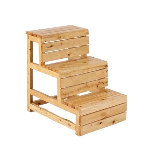 WLH Alexanders Tritthocker 3-stöckiger Treppenhocker aus Holz, verdickter Leiterstuhl, tragbare Kletterbank, geeignet for Badezimmer, Arbeitszimmer, Schlafzimmer, Küche hocker(Legno) von WLH Alexanders