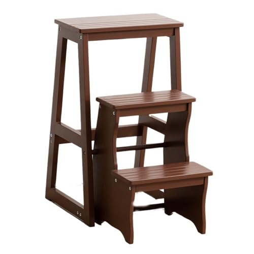 WLH Alexanders Tritthocker 3-stufiger Treppenhocker, Klapptreppenstuhl aus Holz, multifunktionale Kletterbank for Ausruhen oder Tragen hoher Gegenstände hocker(CAF�) von WLH Alexanders