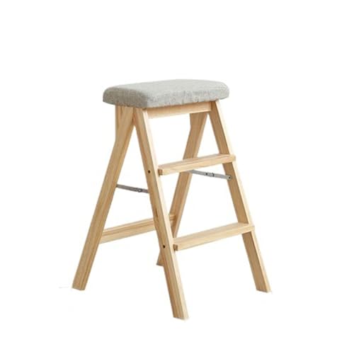 WLH Alexanders Tritthocker Klappbarer Treppenhocker, tragbarer Hochbank-Leiterstuhl aus Massivholz, geeignet for die Verwendung in Küche, Bad und Büro hocker(Plain) von WLH Alexanders