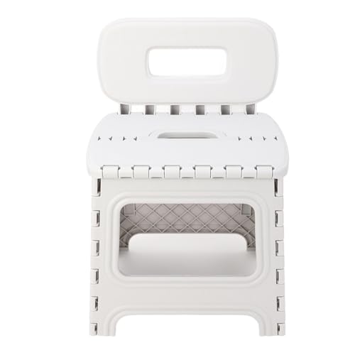 WLH Alexanders Tritthocker Klappbarer Tritthocker mit Rückenlehne, tragbarer Faltbarer Hocker mit Griff, Esszimmerstuhl aus Kunststoff for Campingküche, Reisen im Freien hocker(Gris,Small) von WLH Alexanders