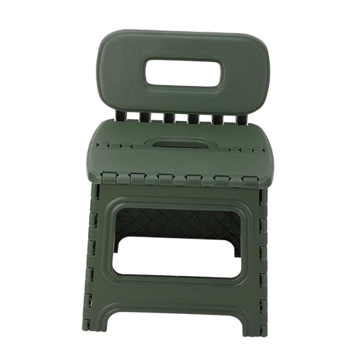 WLH Alexanders Tritthocker Klappbarer Tritthocker mit Rückenlehne, tragbarer Faltbarer Hocker mit Griff, Esszimmerstuhl aus Kunststoff for Campingküche, Reisen im Freien hocker(Groen,Small) von WLH Alexanders