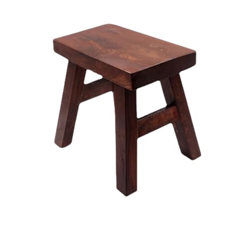 WLH Alexanders Tritthocker Kleiner Tritthocker aus Massivholz, Stabiler, Rutschfester Fußhocker for Küche, Bad und Zuhause, leichte Schuhbank for das Wohnzimmer hocker(Bruin,Small) von WLH Alexanders