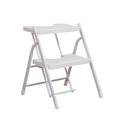 WLH Alexanders Tritthocker Robuster Treppenhocker, klappbarer Treppenstuhl mit Anti-Rutsch-Pad, belastbar bis 120 Kilogramm, for den Einsatz im Home-Office hocker(Blanc,2 Steps) von WLH Alexanders