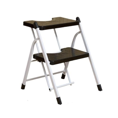 WLH Alexanders Tritthocker Robuster Treppenhocker, klappbarer Treppenstuhl mit Anti-Rutsch-Pad, belastbar bis 120 Kilogramm, for den Einsatz im Home-Office hocker(Svart,2 Steps) von WLH Alexanders