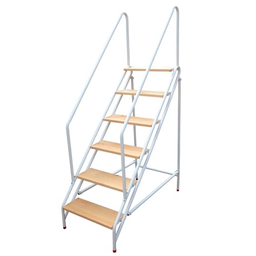 WLH Alexanders Tritthocker Schwimmbad-Treppenhocker, Leiter mit Armlehne, Mehrzweck-Treppenstuhl, for Aufsteigen auf eine hohe Plattform for Bibliothek, Dachboden, Büro, Zuhause hocker(Six Step) von WLH Alexanders