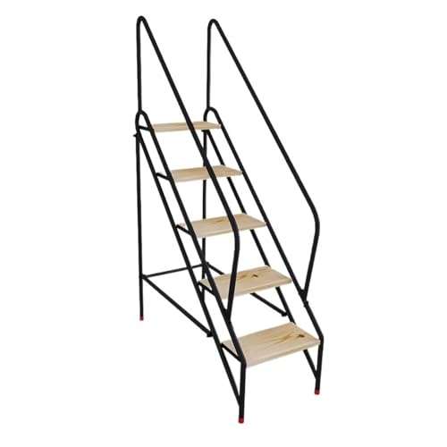 WLH Alexanders Tritthocker Schwimmbad-Treppenhocker, Mehrzweck-Treppenstuhlleiter mit Armlehne, for Aufsteigen auf eine hohe Plattform for Büro, Zuhause, Bibliothek, Dachboden hocker(Five Step) von WLH Alexanders