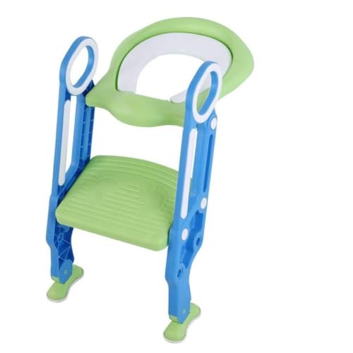 WLH Alexanders Tritthocker Tragbare Toilettenleiter, Klapptoilette mit sicheren Armlehnen, rutschfestem Tritthocker und Pedalen, Toilettentrainer aus PP-Material hocker(Blue Green) von WLH Alexanders