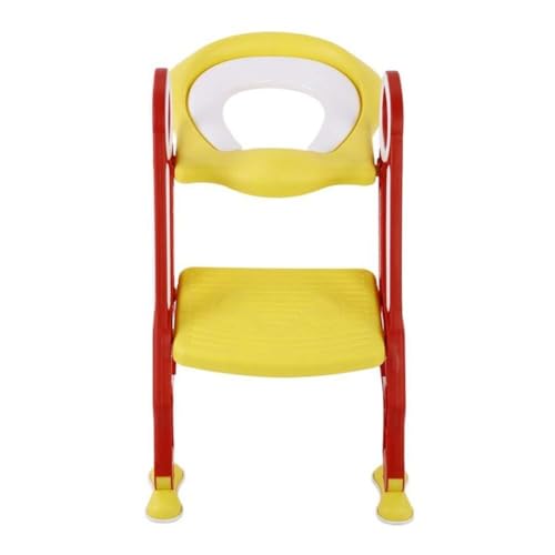 WLH Alexanders Tritthocker Tragbare Toilettenleiter, Klapptoilette mit sicheren Armlehnen, rutschfestem Tritthocker und Pedalen, Toilettentrainer aus PP-Material hocker(Reddish Yellow) von WLH Alexanders
