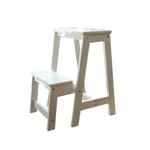 WLH Alexanders Tritthocker Tragbarer Treppenhocker, Aufbewahrungsleiter mit doppeltem Verwendungszweck, geeignet for die Bibliothek in der Küche zu Hause hocker(Blanc) von WLH Alexanders