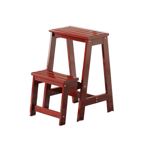 WLH Alexanders Tritthocker Tragbarer Treppenhocker, Aufbewahrungsleiter mit doppeltem Verwendungszweck, geeignet for die Bibliothek in der Küche zu Hause hocker(Burgundy) von WLH Alexanders