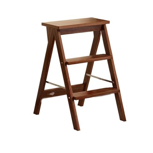 WLH Alexanders Tritthocker Treppenhocker aus Massivholz, Klappleiterbank for den Haushalt, tragbarer Trittstuhl, geeignet for Küche, Bad und Büro hocker(CAF�,A) von WLH Alexanders
