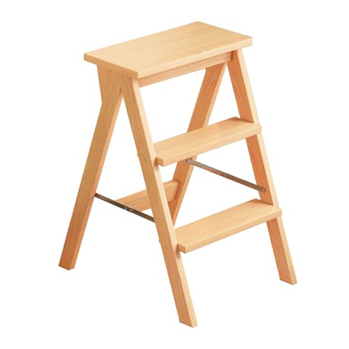WLH Alexanders Tritthocker Treppenhocker aus Massivholz, Klappleiterbank for den Haushalt, tragbarer Trittstuhl, geeignet for Küche, Bad und Büro hocker(Legno,A) von WLH Alexanders