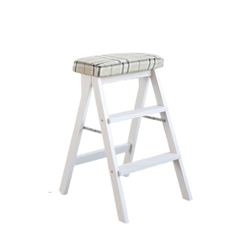WLH Alexanders Tritthocker Treppenhocker aus Massivholz, Klappleiterstuhl, tragbare Hochbank, geeignet for die Verwendung in Küche, Bad und Büro hocker(Checkered) von WLH Alexanders